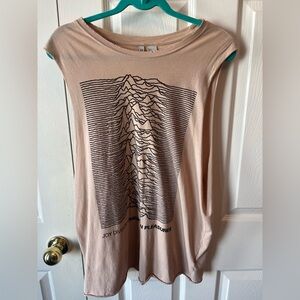 H&M Joy Division | Graphic Tank Top Muscle Tee | Soft Dusty Pink